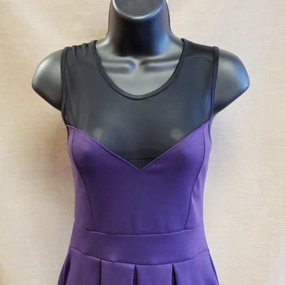 Black mesh and purple skater dress - Picture 2 of 7